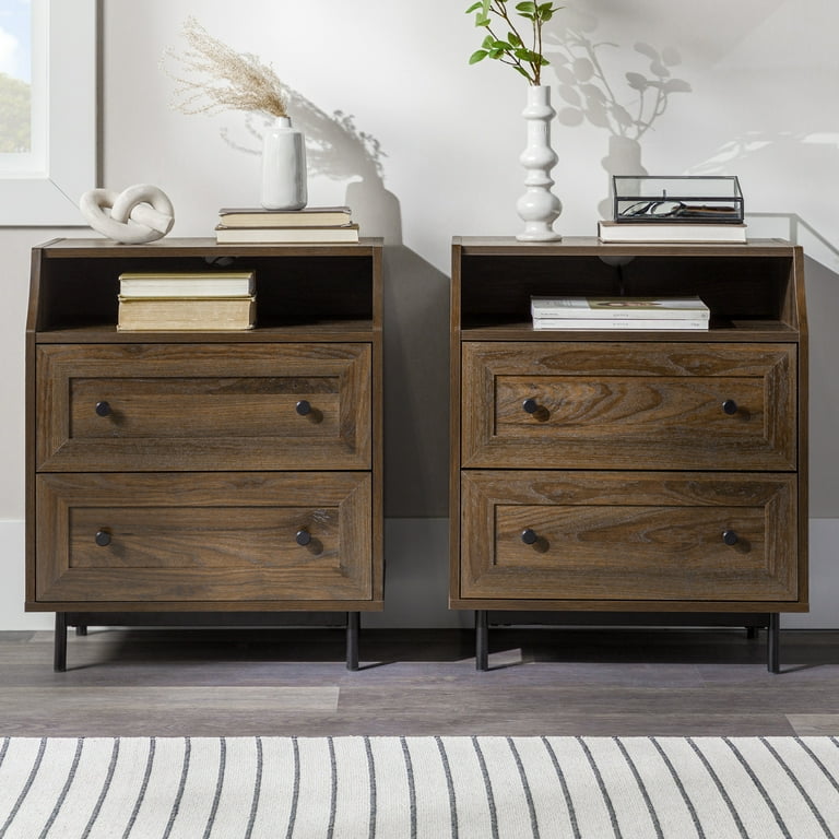 Dark brown nightstand set of 2 deals