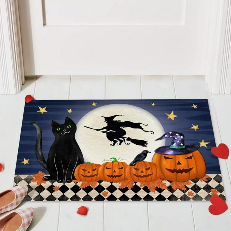 Witch & her Familiar, Black cat Halloween Witchcraft doormat