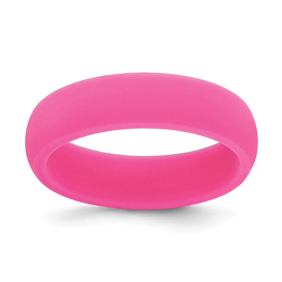 Solid Silicone Hot Pink 5.7mm Plain Classic Wedding Band Ring Size 5
