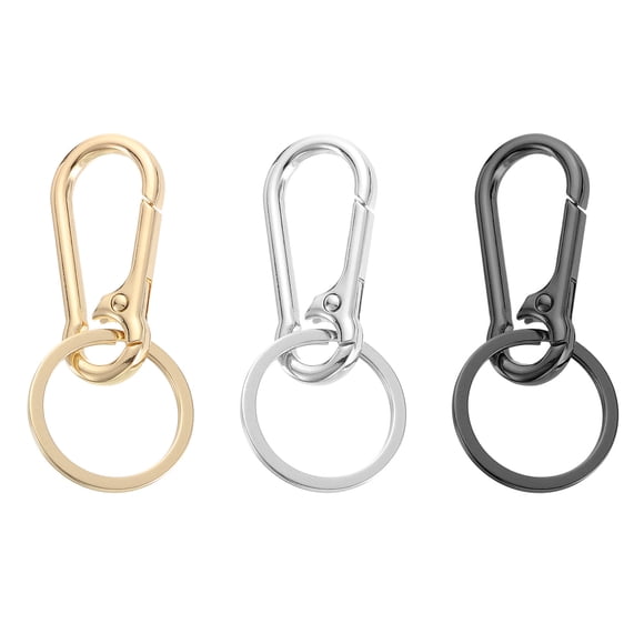 Uxcell Metal Keychain Keyring, 3 Pack Key Chain Ring Clip Sturdy Key Accessories Holder Organizer, 3 Colors