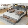 thumbnail image 5 of EnHomee King Bed Frame with 4 Drawers & 2-Tier Storage Shelf Upholstered Bed Frame with Headboard Bed Frame with Storage, Gray, 5 of 10