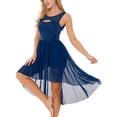 thumbnail image 4 of iEFiEL Womens Shiny Sequins Lyrical Dance Dress Sheer Mesh Asymmetric Hem Dancewear, 4 of 7