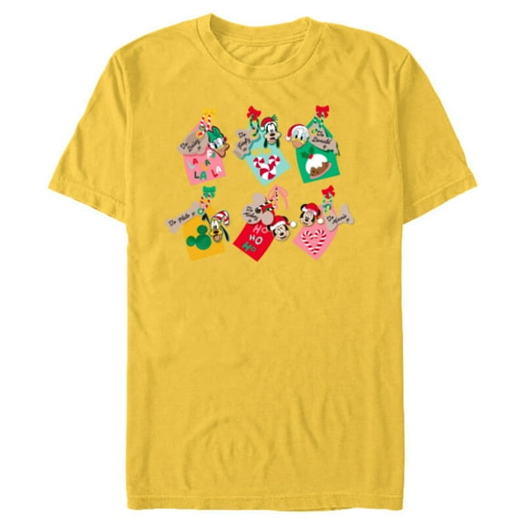 Disney Mickey Mouse & Pals Holiday Christmas Gift Tags - Short Sleeve Blended T-Shirt for Adults - Customized-Yellow