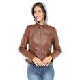 thumbnail image 2 of Stolen Hearts Womens Faux Leather Jacket with Faux Fur Lining and Fleece Hood, 2 of 6