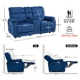 thumbnail image 5 of MCombo Zero Wall Hugger Power Recliner Loveseat with Console for Living Room, RVs, Small Spaces, Fabric, Navy Blue, 5 of 11