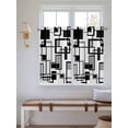 thumbnail image 6 of Kitchen Curtains 54 Inches length, Black Grey Geometric Window Treatment Curtain Drapes, Modern Abstract Art White Thermal Insulated Drapes for Basement Hotel RV, 42"x54", 2 Panels, 6 of 7