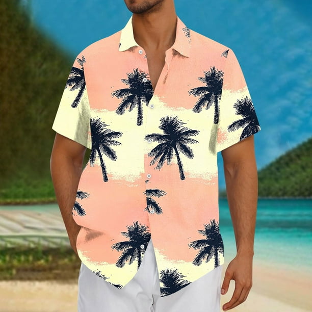 Blusa y camisa de manga corta con cuello vuelto Camisa casual para hombre Camisa de bolos vintage de manga corta Camisas de verano de playa cubana Camisa con botones Blusa para hombre Poliéster
