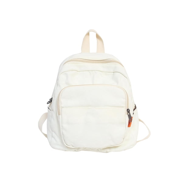 Mujer Mochila Color Sólido Estudiantes Lona Mochilas Escolares (Blanco)