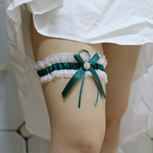 Ligas blancas para novia (2 piezas), liga de boda con encaje elástico, conjunto de liga de boda, accesorios de novia