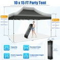 thumbnail image 4 of SANOPY 10' x 15' Heavy Duty Pop up Canopy with 4 Removable Sidewalls, Instant Commercial Tent for Party, Portable Gazebo with Sangbags, Roller Bag, Black, 4 of 8