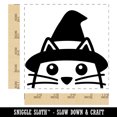 thumbnail image 2 of Peeking Witch Cat Halloween Square Rubber Stamp Stamping Scrapbooking Crafting - Small 1.25in, 2 of 7
