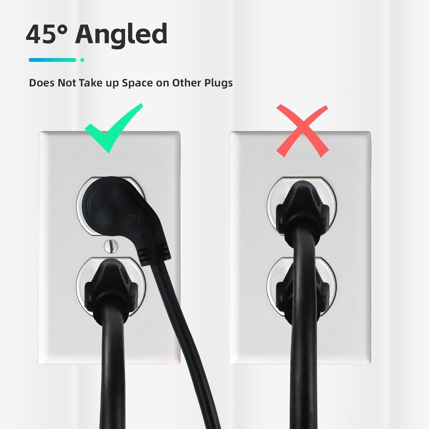 Low Profile 6 Ft Flat Plug Extension Cord - 16 AWG 3 Prong Grounded Cable with 3 Outlets, Perfect for Indoor Use, Black, UL Listed