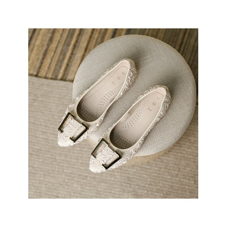 

Sanviglor Women s Loafers Slip On Flat Shoes Non-slip Flats Wedding Fashion Comfort Casual Shoe Lightweight Apricot Style B 4.5