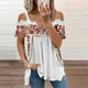 thumbnail image 1 of Pntutb Mujeres Casual Manga Corta Cuello en V Cremallera Hollow Out Impresión Camiseta Blusa tops Pntutb Pntutb-1494, 1 of 6