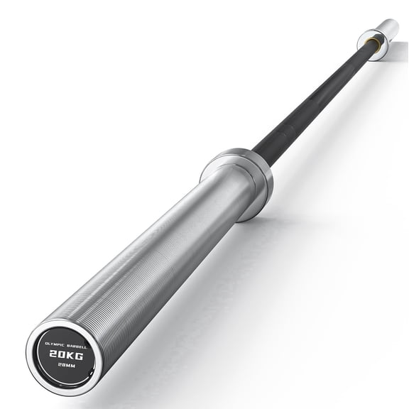 ROALW Olympic Barbell, 2-inch Weight Bar for Strength Training. 7ft Olympic Bar, 1000lb Plus Capacity, Chrome/Zinc Plating, knurled Grip for Bench Press Deadlift Squat, Black & Silver