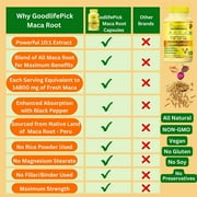 GoodlifePick Maca Root Capsules 150 Count with Black Pepper for Energy, Stamina & Vitality