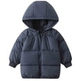 thumbnail image 4 of BRGZLK Kids Winter Coat Solid Color Hooded Lightweight Warm Fashion Long Sleeved Jacket Zipper Coat for Boys Girls Navy 3-4 Years, 4 of 5