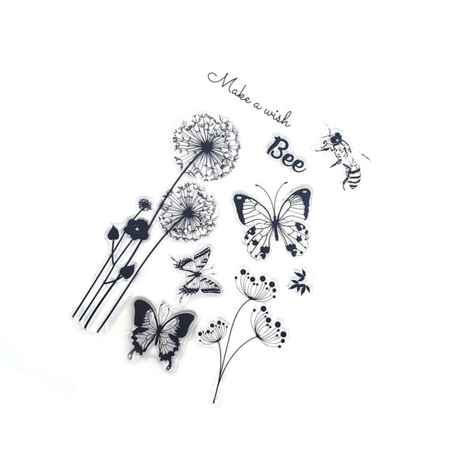 Seitruly Sello de silicona, diente de león, lavanda, accesorios de oficina, estampador para hacer tarjetas, sello artesanal, estampadores transparentes Suministros de escritura y corrección