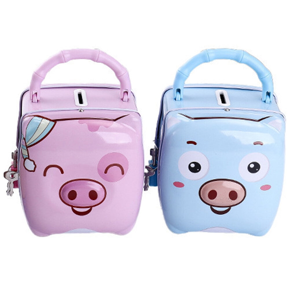 Piggy Bank For Kids 2Pcs Metal Piggy Bank Pig Shaped Saving Pot
