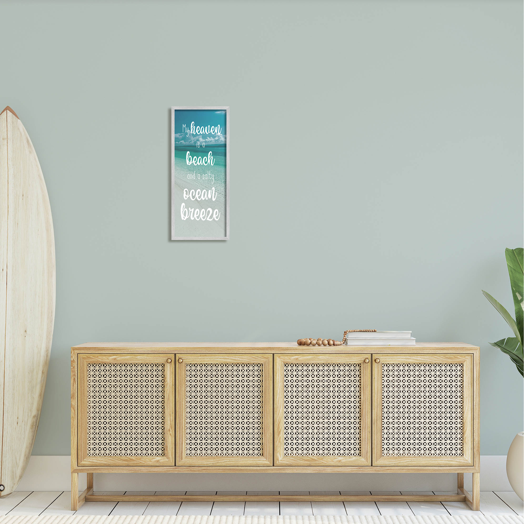 Stupell Industries Ocean Breeze Beach Lover Typography Graphic Art Gray Framed Art Print Wall Art, Design by Marcus Prime