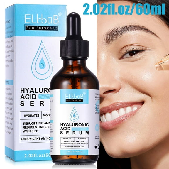 ELBBUB Hyaluronic Acid Facial Serum 2.02fl.oz/60ml, Intense Hydration-Restore Elastic-Anti Inflammation-Repair Skin Against of UV Rays