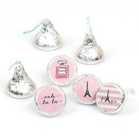 Paris - Party Round Candy Sticker Favors Labels Fit Hershey's Kisses (1 sheet of 108)