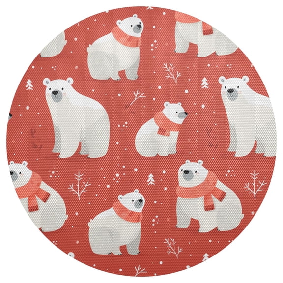 Arctic Bear Round Placemats Set of 6 Woven Non-Slip Washable Heat Resistant Table Mats 15.4 Inch for Kitchen Dining Decor