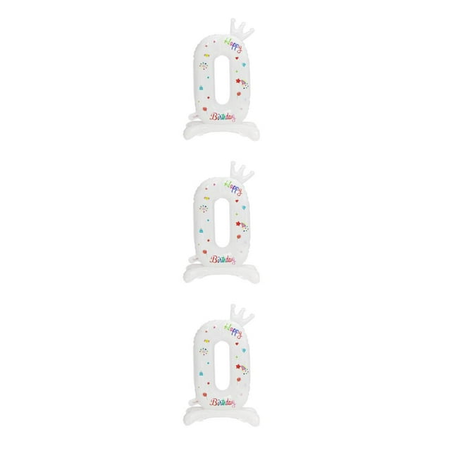 Baohd Magical Atmosphere With White Digital Aluminum Film Balloons Multiple Numbers Number 0 3Set