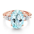 thumbnail image 3 of Gem Stone King 18K Rose Gold Plated Silver Sky Blue Topaz and Lab Grown Diamond Engagement Ring for Women | 6.88 Cttw | Oval 14X10MM | Gemstone November Birthstone | Size 6, 3 of 6
