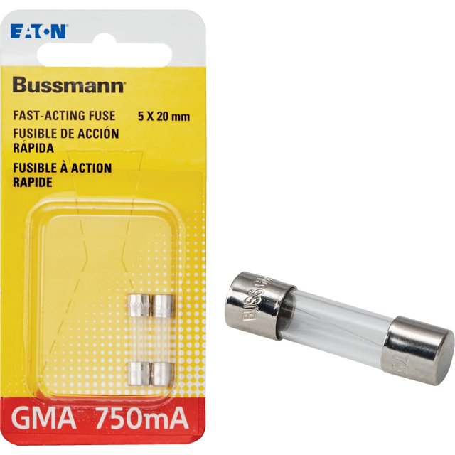 Fusible Bussmann BP/GMA-750MA de acción rápida, 5 x 20 mm, 2 piezas