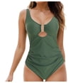 thumbnail image 1 of Huesdet Womens One Piece Swimsuit Athletic Swimwear Bathing Suits Color Block Print Sport Swimsuits[Green,L], 1 of 9