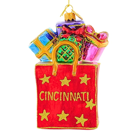 Huras Family 5.25In Successful Shopping Cincinnati, Glass, Hand Painted Keepsake Hf655c