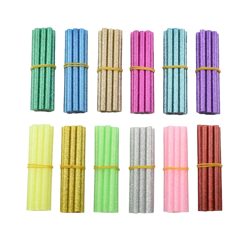 60pcs DIY Glitter Hot Glue Sticks Mini Hot Melt Adhesive Sticks for Art