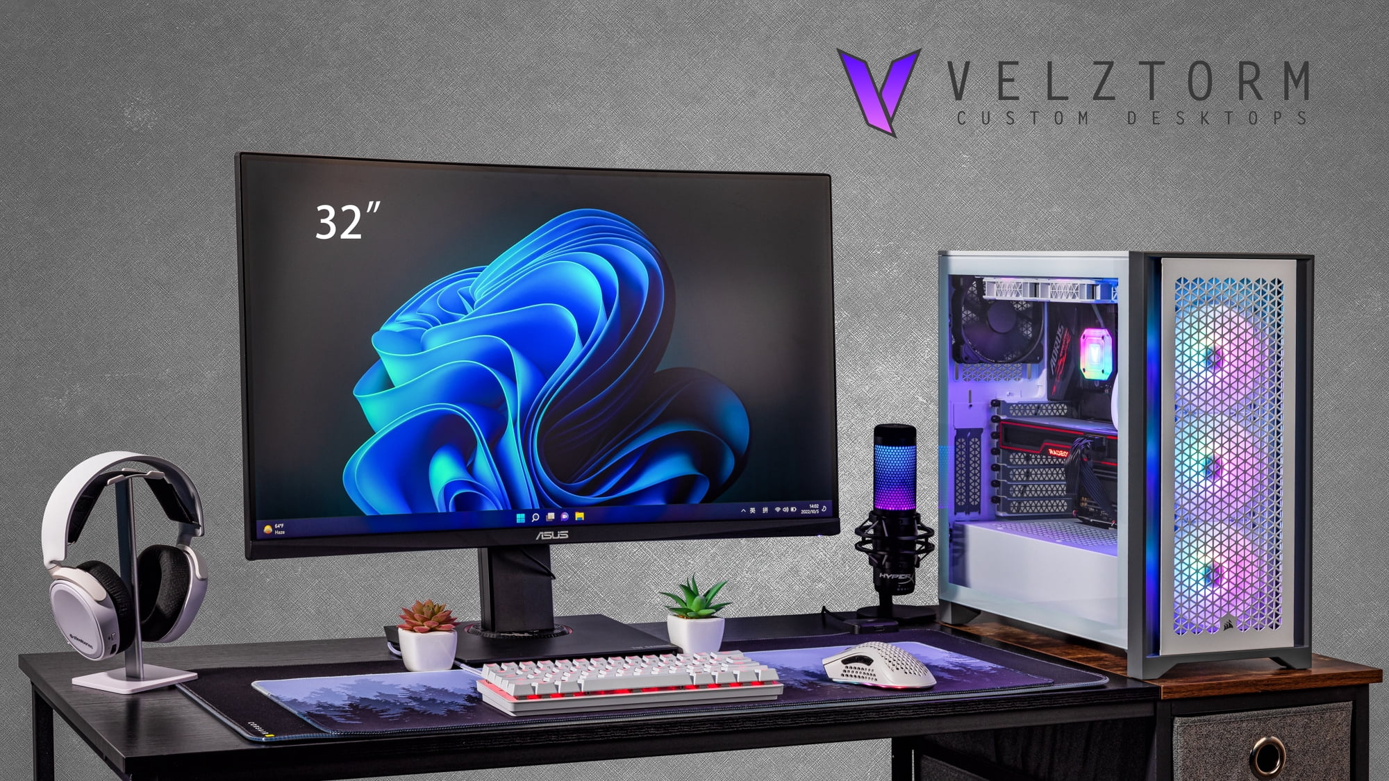 Velztorm Argentux Gaming Desktop PC White (Intel i7-10700F 8-Core, 32GB DDR4, 1TB SATA SSD, Radeon RX 6900 XT 16GB, 360mm AIO, RGB Fans, 750W PSU, AC WiFi, BT, Win10P) VELZ0014