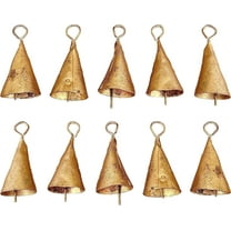 Vivanta 2" 10 Pcs Mini Gold Rustic Vintage Iron Tin Metal Christmas Jingle Bells for Crafts, Tiny Hanging Chimes Decor
