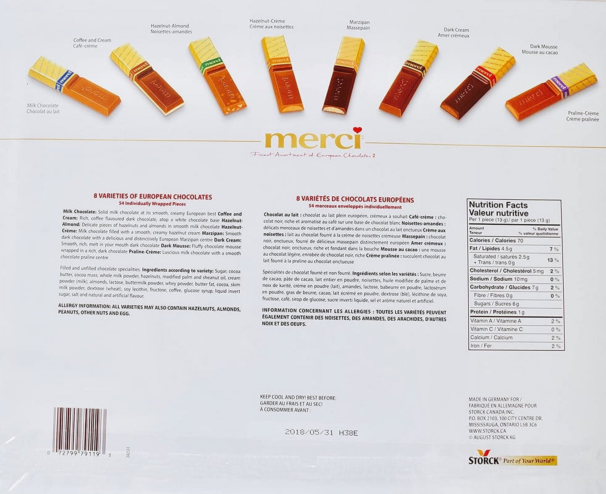 Merci European Chocolate Assortment, 675g / 23.8oz, 54 pieces