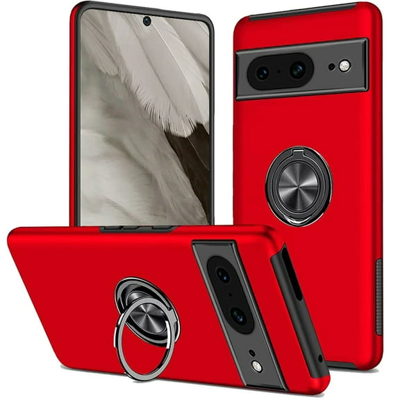For Google Pixel 8 5G CHIEF Oil Painted Magnetic Ring Stand Hybrid Case Cover - Red