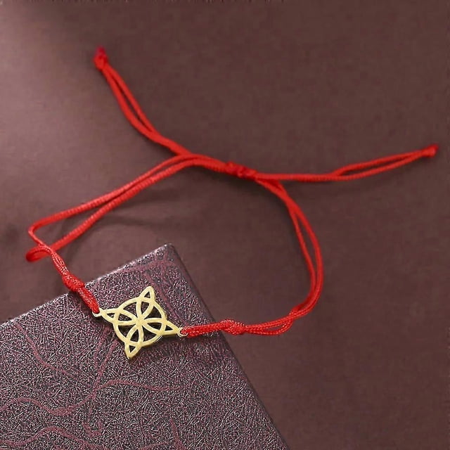 Pulsera de cuerda de cera con nudo de bruja LIKGREAT, colgante de nudo de brujería de acero inoxidable en la mano, amuleto Wicca, joyería, regalos de Navidad