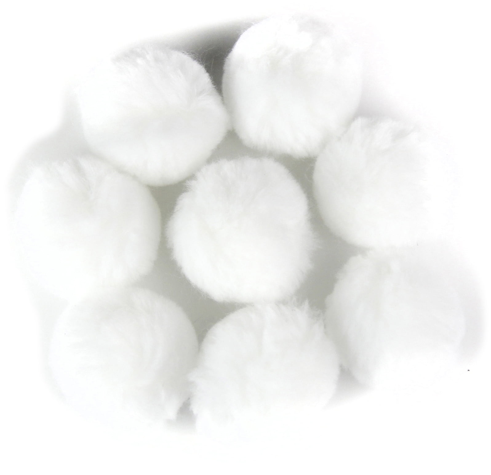 White Fur Pom Poms Balls, Pack of 9 – Woolous