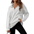 thumbnail image 3 of Women' Sweatshirts Half Zip Quarter Zipper Long Sleeve Hoodies Fall Fashion Outfits Clothes Light Gray S, 3 of 8