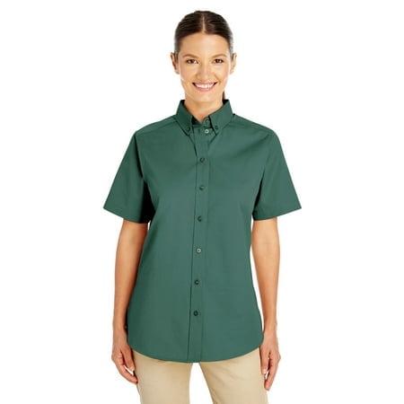 Harriton Chemise à Manches Courtes en Sergé 100 % Coton pour Femmes avec TéflonTM