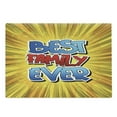 thumbnail image 1 of Family Cutting Board, Comic Book Style Best Family Ever Words on Abstract Cartoon Backdrop Graphic, Decorative Tempered Glass Cutting and Serving Board, Large Size, Blue Red Yellow, by Ambesonne, 1 of 1
