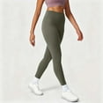 thumbnail image 3 of Vekome Butt Lift Leggings for Women High Waisted Yoga Pants Seamless Solid Lightweight Running Tights Green L, 3 of 4