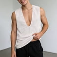 thumbnail image 2 of Bainana Mens V Neck Tank Tops Loose Fit Sleeveless See Through Mesh Shirts Summer Sports Streetwear Tshirts Beige Size L, 2 of 6