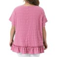 thumbnail image 3 of Agnes Orinda Women's Plus Size School College St. Patrick's Day Tops Layered Hem Crew Neck Short Sleeve Shirts Flowy Summer Casual Blouse 4X Pink, 3 of 6