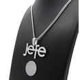 thumbnail image 3 of iJewelry2 Latin Urban Jefe Script Crystals Encrusted Pendant Silver-tone Cuban Chain Necklace, 3 of 3