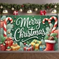 thumbnail image 5 of Festive Theme Merry Christmas Banner Colorful Design Christmas Banner Christmas Elements Candy Cane Pattern Holiday Banner for Christmas Party Home Decoration Family Gathering, 5 of 9