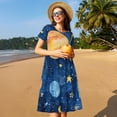 thumbnail image 4 of Lsque Planètes et Étoiles1 Robe Décontractée pour Femmes T-Shirt Été Manches Courtes Col Rond Robes Évasées, 4 of 6