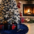 thumbnail image 5 of Thick Velvet Christmas Tree Skirt Dark Blue 35.43x35.43IN - Christmas Decorations, Decor, Holiday, Xmas, Festive, Seasonal, Home, Indoor, Outdoor, Party Supplies, Gifts, Ornaments, 5 of 7