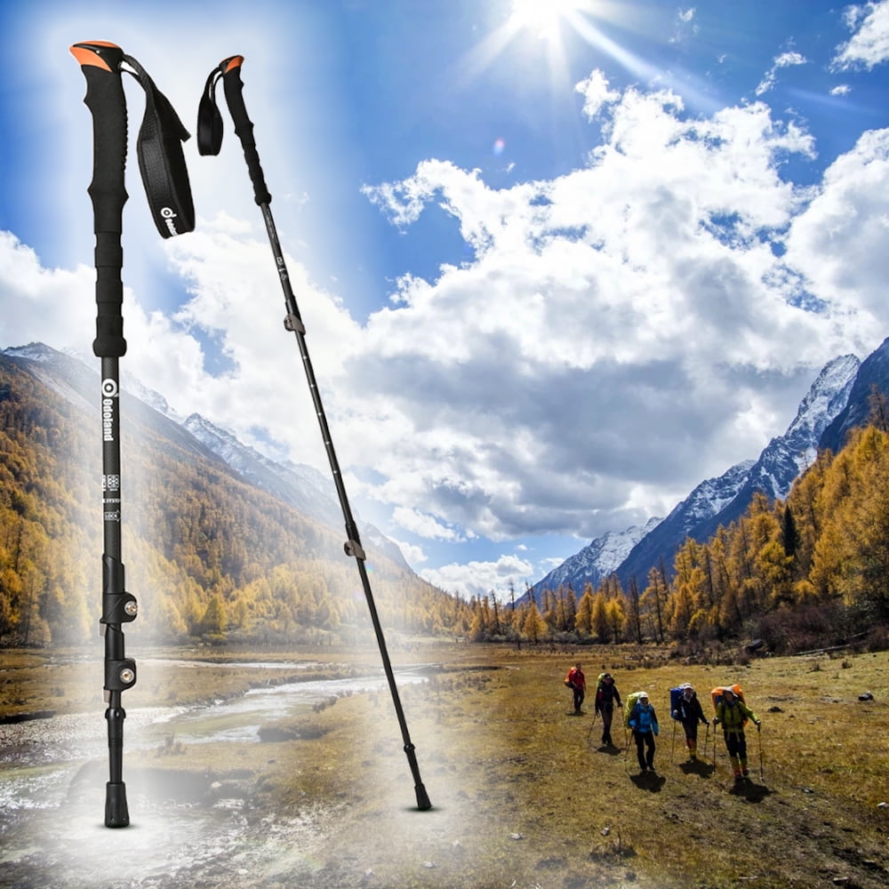 3 JOINT FLARED HANDLE CAMPING HIKING WALKING TREKKING STICK TELESCOPIC POLE NEW 